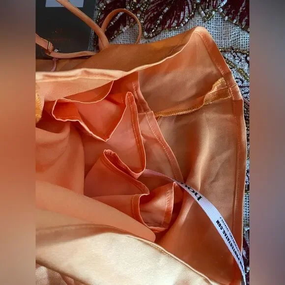 House of CB Myrna Tangerine Satin Corset Midi Dress Size XS NWT - Picture 12 of 16